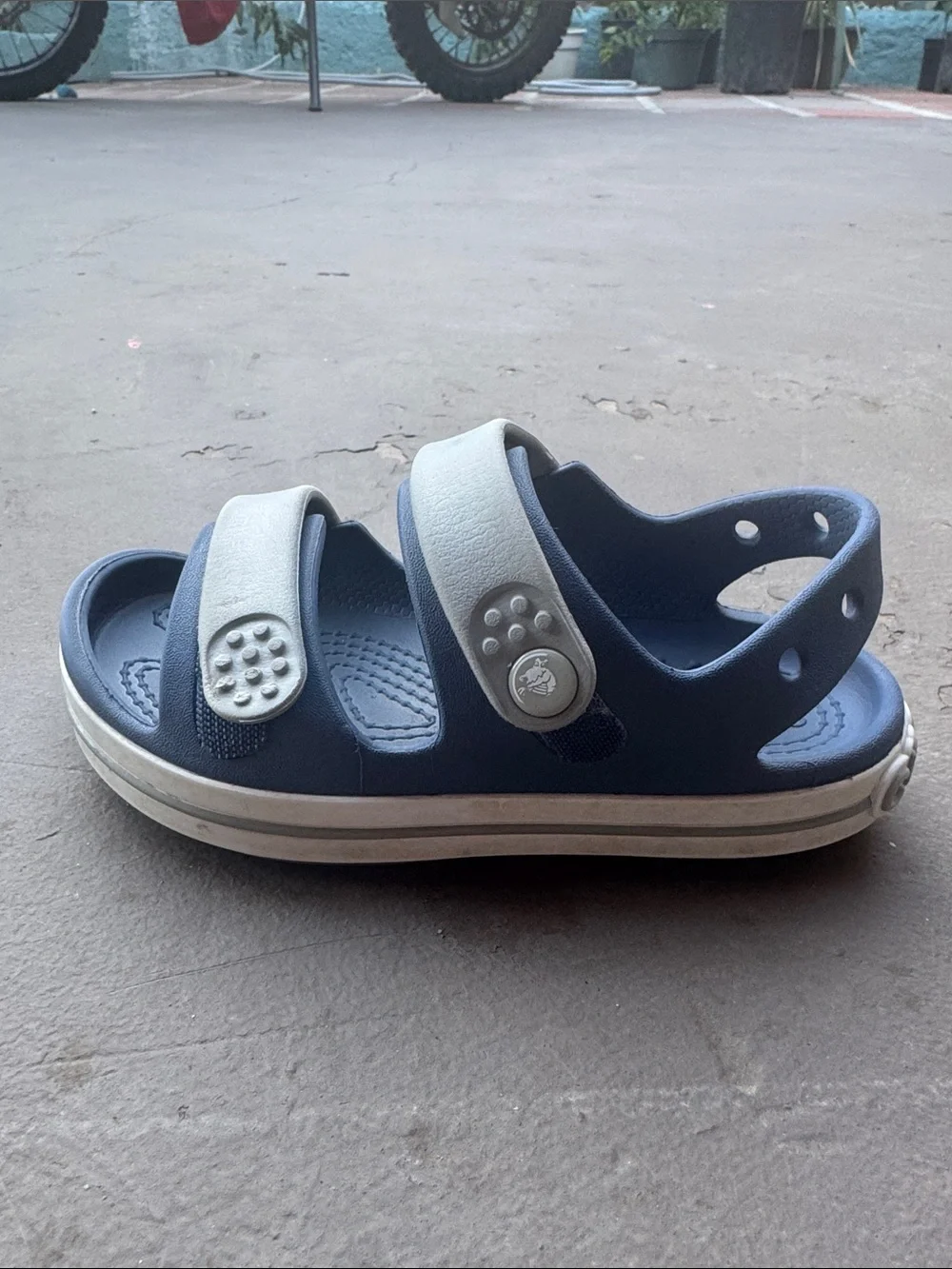 CROCS Kids Navy Blue Sandals with Light Gray Straps